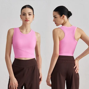 YMR-ADWX1506 Wholesale Sports Vest Women Ribbed Breathable Comfort Sports Bra Fixed One Cup Yoga Vest
