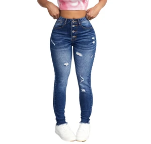 Wholesale Women's Spring 2026 Casual Mid-Waisted Straight-Leg Denim Jeans Stretch Washable