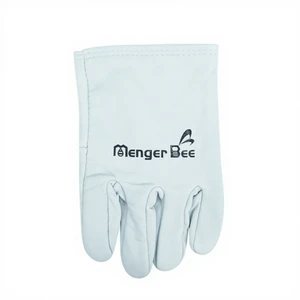 American Warehouse Stock Menger Bee Anti-Static Safety Gloves Short White/Yellow Hand Protective Bee Keeping Sheepskin Cotton