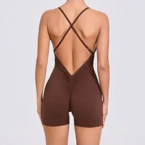 Quick-drying Nude Sports Jumpsuit One-piece Beautiful Back Running Fitness Clothes Tight Yoga Jumpsuit