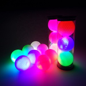 Wholesale Luminous Night Impact Light Up Activated Glow In The Dark Custom Logo Or Pattern Printable Led Golf Ball With PVC Tube