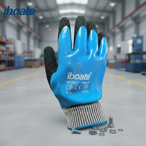 Waterproof Anti-cut Double Latex Foam Coated Safety Gloves Heavy Duty Industrial Work Excellent Grip Durability ANSI A9 F