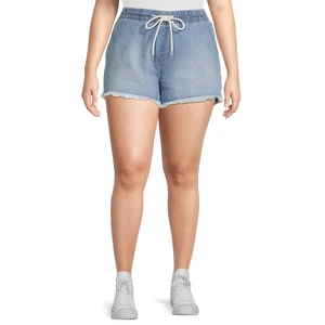 Hot Selling Ladies Denim Shorts Casual Summer Wear Plus Size High Rise Denim Pull on Shorts