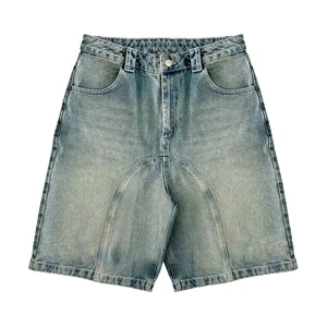 Men's 100% Cotton Denim Shorts Casual Straight Fit Summer Fashion Vintage Zipper Fly Low Waist Waterproof Breathable