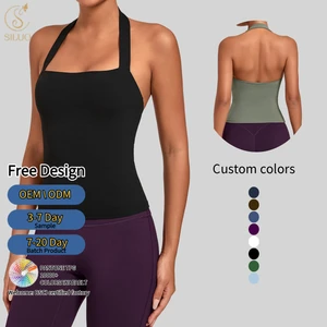 New Custom Spandex Halter Neck Yoga Tank Top Racerback Activewear Tight Yoga Bras High Quality Womens Workout Sports Vest