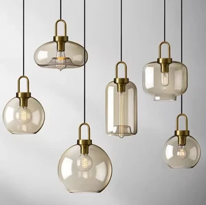 Zeal Lighting Fancy Modern Design Glass Hanging Light Indoor Gold Cognac Glass Pendant Light