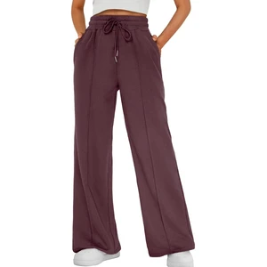 High-Waisted Women's Pants Modal Air Layer Fabric Yoga Sports Casual Straight-Leg Elastic Waist Wide-Leg Slimming Loose Fit