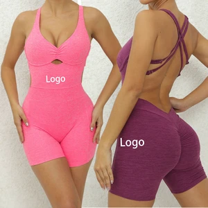 Cross-Back Adjustable Hollow-Out One-Piece Yoga Dance Fitness Sports Jumpsuit Plus Size Sweat-Wicking