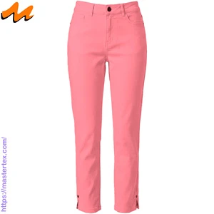 Womens Five Pock Slit Bottom Regular Fit Breathable Fabric Summer Spring Casual Party Pants Cotton Spandex Crafted 7.81 oz