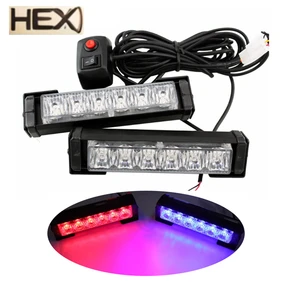 New 6 LED Strobe Light Bar Red Blue Flash Emergency Warning Lamp for Traffic Fire Fighters Beacon Advisor Vehicle Emergency