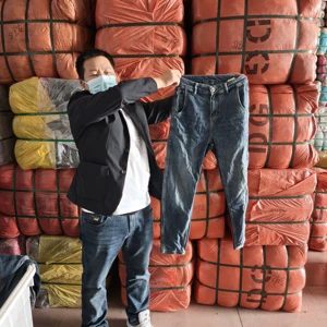 High Grade Compressed Bale Wholesale Bulk Second Hand Denim Trousers Used Men's Baggy Jeans
