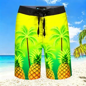 Custom New Design Hawaiian Print Board Beach Pants Unisex Swim Trunks Custom Made for Resort Hotel