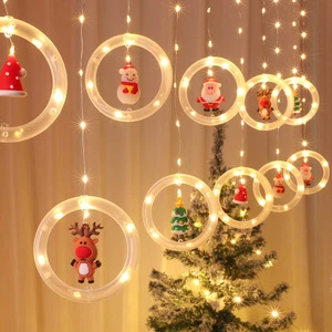 LED Christmas Lights Decoration Supplies Christmas Curtain Lights Merry Christmas Ornament Navidad Xmas Ring Lights 2025