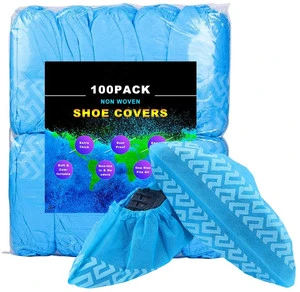 S&J Non Woven Plastic pp Pe Blue protection Shoe Covers Cpe Waterproof Medical Anti slip Disposable Shoe Cover for Hospital