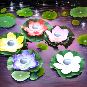 Boyid Solar Floating Lotus Flower Lights PC Material IP65 Rated LED 1800lm Pool & Pond Lighting Garden