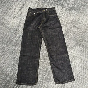 2026 Black 145oz Raw Selvedge Quality Medium Wash Mid Waist Loose Fit Straight-Leg Wide-Leg A-Line Denim Trousers For Men