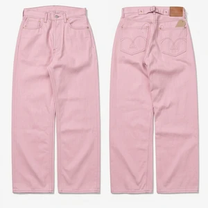 14-16oz Pink Rigid Denim Women's Heavyweight Selvedge Wide Leg Breathable Casual Y2K Vintage Streetwear Fashion Trousers Denim