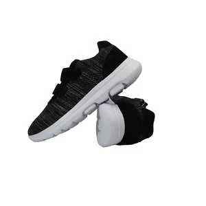 Lightweight Comfortable High Quality Mens Black Knit Sneakers with White Flexible Rubber Sole Casual Walking Shoes
