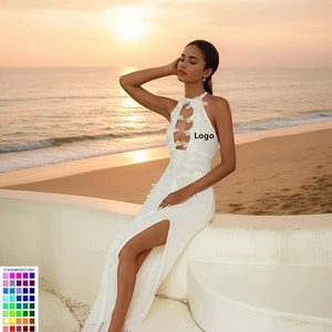 Wholesale Sexy Backless Beach Cover up for Women Lightweight Chiffon Sarong Plus Size Vacation Cover Ups Summer Front Open Dress