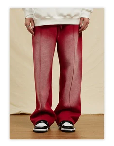 Outdoor Washed Fried Color Padded Thickened Casual Straight Loose Sweatpants Plus Size Men'S Pants Men Pants Trousers