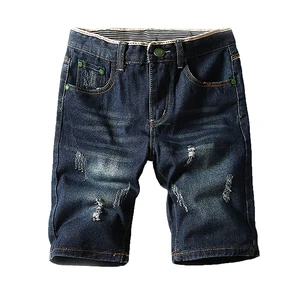 Summer New Men Fashion Stretch Causal Short Denim Shorts Blue Black Denim Shorts High Streetwear Fashionwear Men Denim Shorts