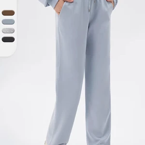 Custom Small Order Casual Sport Suit Mid Waist Drawstring Bottom Yoga Pants Wide Leg Loose Eco-Friendly OEM Service Modal