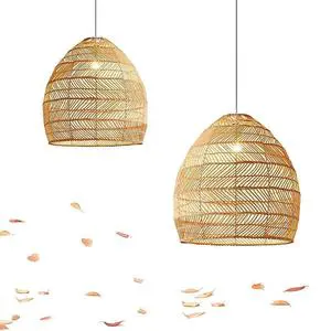Tropical Style Bamboo Rattan Pendant Lamp Wedding Decorated Cane LED Lamp Natural Material Chandelier Suspension Lighting
