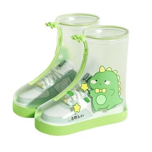 Children's Rain Boots Waterproof Anti Slip Rainproof Foot Covers Primary School Students' Thick High Tube Rain Boots Water Shoes