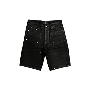 MIXED EMOTION American Style New Men's and Women's Trendy Embroidered Rivet Hip-hop Washed Denim Shorts