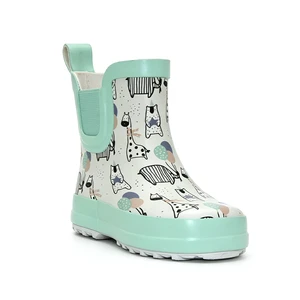 Kids Chelsea Rubber Ankle Rain Boots Waterproof Slip On Toddler Short Wellies Accept Bulk Custom Logo Pattern Full Sizes