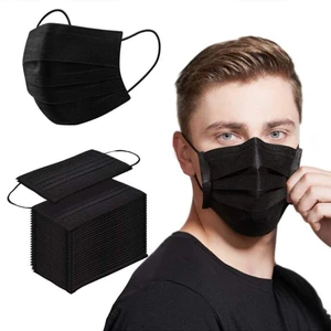 Disposable Black 3-Layer Non-Woven Medical Surgical Mask Antibacterial Protective Mask
