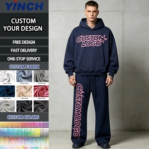 Factory Wholesale Custom Heavyweight SweatSuit Men Embroidery Jogging TrackSuits Streetwear Hoodie And Sweatpants Set