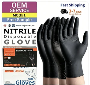 Chinese Customizable Disposable Protective Gloves Extra-thick Abrasion-resistant Diamond-patterned Nitrile Non-slip