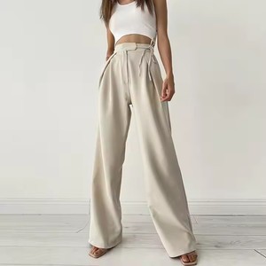 Wholesale Casual Oversize Women's Trousers High Waist Drawstring Cotton Loose Women Wide Leg Pants Pantalones De Mujer For Women