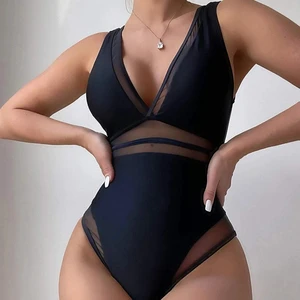 Women's Plus Size Bikini Fashion Solid Color Patchwork One-piece Swimsuit Women's Swimsuit Spot