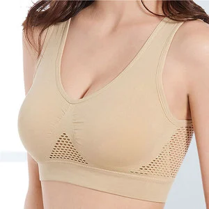 Padded Breathable Athletic Sports Bra with Front Logo for Women Gym Workout High Support Wireless Seamless Fitness Top Wear