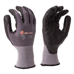 Wholesale 15 Gauge Nylon Spandex Foam Nitrile Rubber Palm Coated Anti Slip Industrial Safety Work Gloves With Dots for Sale