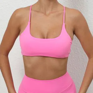 Wholesale Custom Logo Cross Back Women Fitness Sports Bra Top Gym Yoga Underwear Athletic Tight Workout Removable Chest Cushion