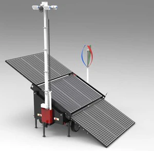 ENERGYFIT TS800W-9M 9m Mast Mobile Diesel Solar Hybrid LED Light Tower Trailer with MPPT for Construction