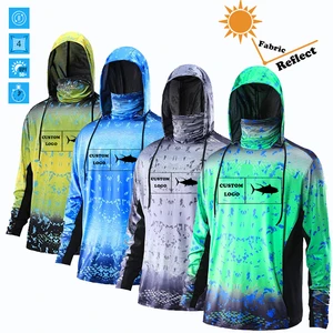 Custom Made Anti Uv Sun protection Sublimation Long Sleeve Fish Shirts Hoody Fishing Wear Quick Dry Fishing Jersey