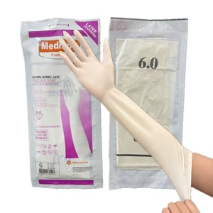 Hospital Disposable Sterile Long 40cm Latex Gloves Surgical Medical Gynaecology Gynecological Examination Latex Gloves