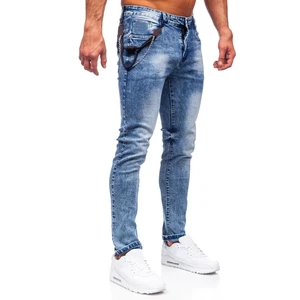 Modern Men Vintage Straight Denim Pants Rivet Dark Wash Jeans Stylish Urban Trousers Versatile Everyday Clothing Global Export