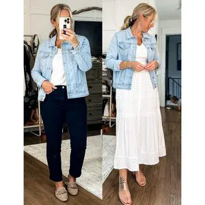 2025 Women's Basic Button Down Stretch Fitted Long Sleeves Denim Jean Jacket Comfortable Coats & Jackets Product