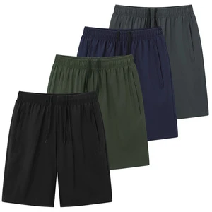 Men Casual Solid Color Quick Dry Beach Shorts Elastic Drawstring Waist Cuffs Surf Swim Trunks with Pockets
