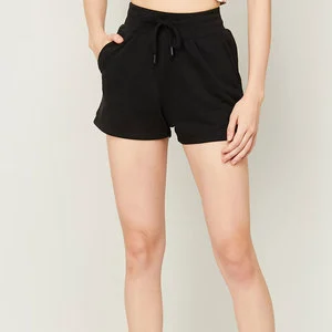 High Waist Breathable Eco-Friendly Windproof Quick Dry Streetwear Solid Color Women's Running Shorts 100% Cotton Plus Size