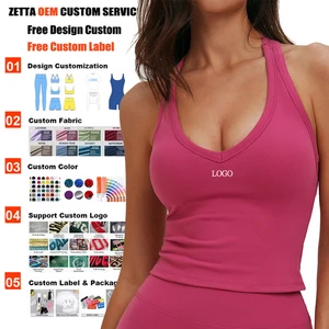 High Quality Women V Neck Skinny Fit Custom Logo Fitness Tank Top Breathable Racerback Sweat Wicking Running Vest