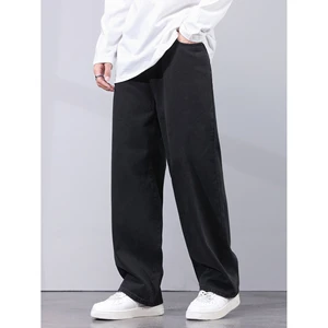 Men's Casual Plus Size Jeans Solid Color Loose Straight Mid Waist Breathable Light Washed Denim for Spring Summer Autumn ODM