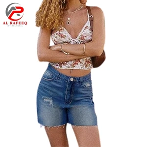 Hot Sale Summer Women's High Waisted Plus Size Breathable Eco-Friendly Skinny Fit Denim Shorts Spandex/Polyester