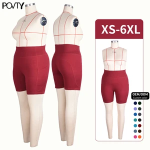 POVTY Women's High Waist Yoga Shorts Plus Size Breathable Summer Biker Shorts Tummy Control Pockets Custom Logo Butter Casual