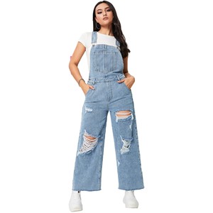 Fashion Versatile Jean Jumpsuits Women Wide Leg Overalls Loose Strap Pants Denim Jumpsuit Women 2024